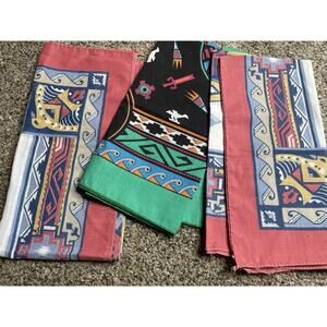 Vintage Wamcraft Union Made in USA Western Native Bandana Handkerchief Set Of 3